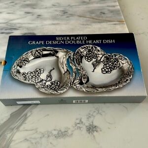 Silver Plated double heart dish never used in original packaging